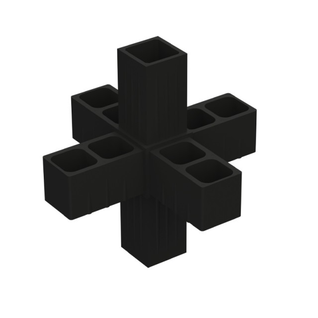 6 WAY CONNECTOR 20x20 / BLACK